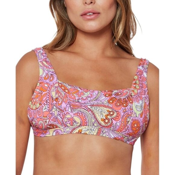 Jessica Simpson Womens Size XL Orange Pink Print Bikini Top Swim Separates NWT - Picture 5 of 8